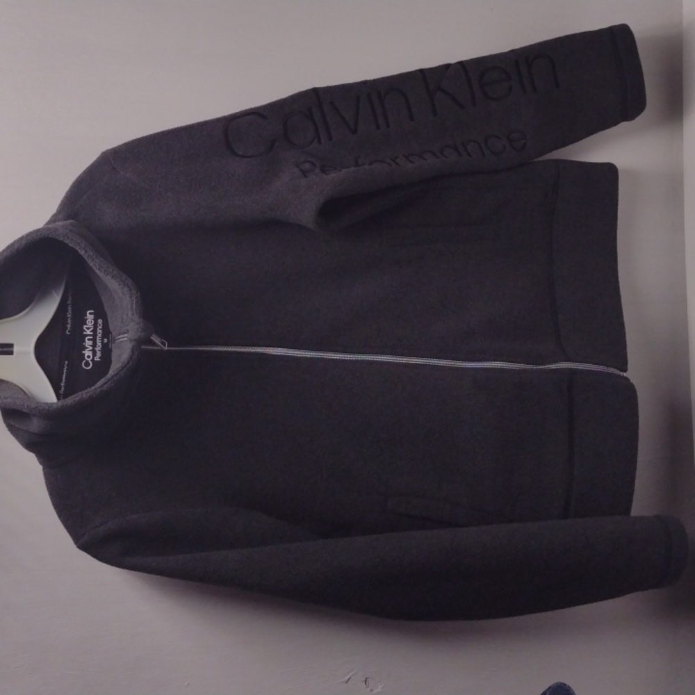 Calvin Klein Gray Bomber Jacket with Relaxed Fit and High Collar - Picture 2 of 11